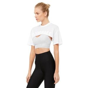 ALO Yoga LA Amp It Up Crop Top sz small white color